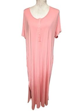 Magnetic Me Pink Short Sleeve Maxi Dress Womens XL Casual Summer Beachy Classic